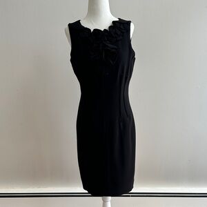 Anne Klein Black Midi Dress with Floral Detail